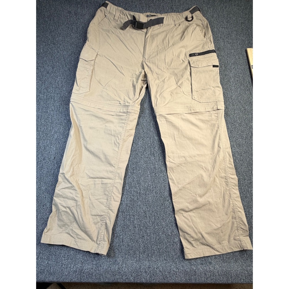 BC Clothing Mens XXL x 32 Tan Convertible Cargo Hiking Pants Zip Off Shorts Belt